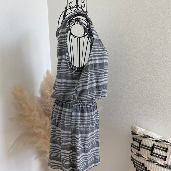 Becca by Rebecca Virtue Silver Striped Metallic Tank Swim Cover-Up Dress Medium - Picture 4 of 12